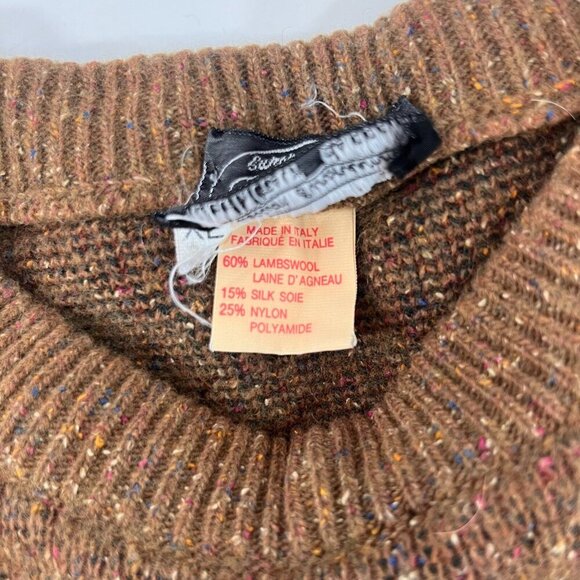 Eaton European Collection Knit Sweater Mens XL Brown Fleck Italy Lambswool VTG - Picture 6 of 9